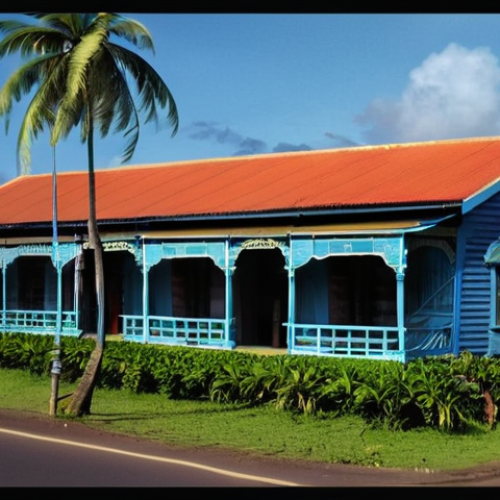 Home 16 바누아투 독립 과정 - **A vivid depiction of Port Vila during the Anglo-French Condominium era (pre-1980).** The scene sho...