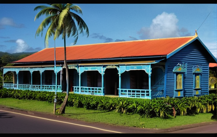 바누아투 독립 과정 - **A vivid depiction of Port Vila during the Anglo-French Condominium era (pre-1980).** The scene sho...