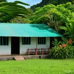 바누아투의 의료비용 수준 - A picturesque scene in Vanuatu, with emerald ocean waters and lush green vegetation in the backgroun...