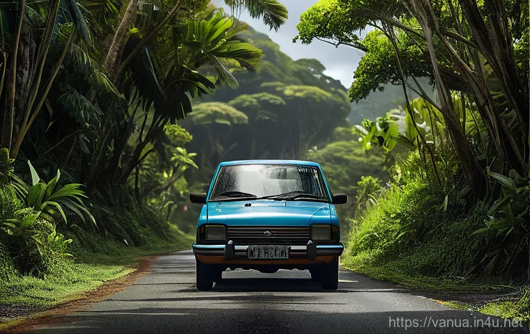 바누아투에서 흔한 교통사고 유형 - Here are three detailed image prompts in English, designed to capture the essence of Vanuatu's unpre...